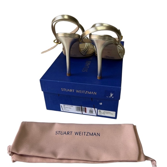 Stuart Weitzman Twist Sleek 95 Gold Stiletto Heel Sandal Women’s Size 8.5 - Picture 6 of 6